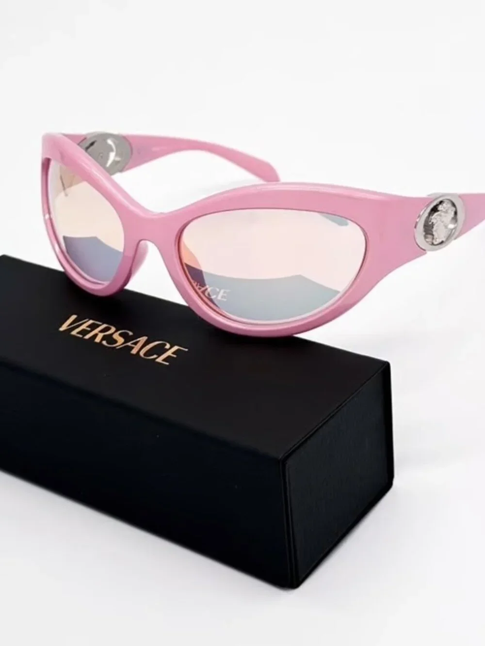 NEW VERSACE VE4485 5521/Z PINK ROSE GOLD MIRROR PINK LENS SUNGLASSES AUTHENTIC